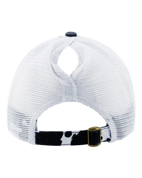 Women's Cow Printed Bill with Mesh Back Cap - JANET