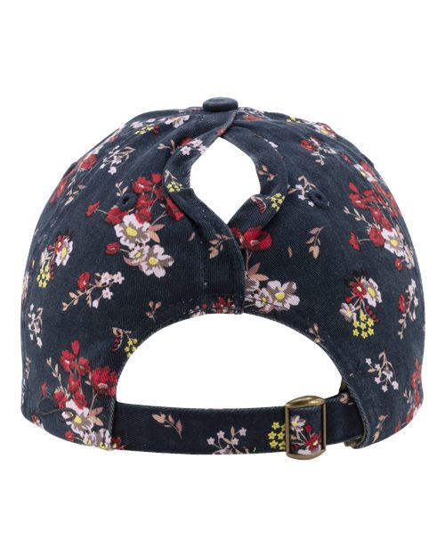 Women's Navy Floral Unstructured Fashion Prints Cap - HATTIE