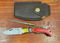 THE RILL SIMPLE TOOLS COLORADO RED DAMASCUS FOLDER 019