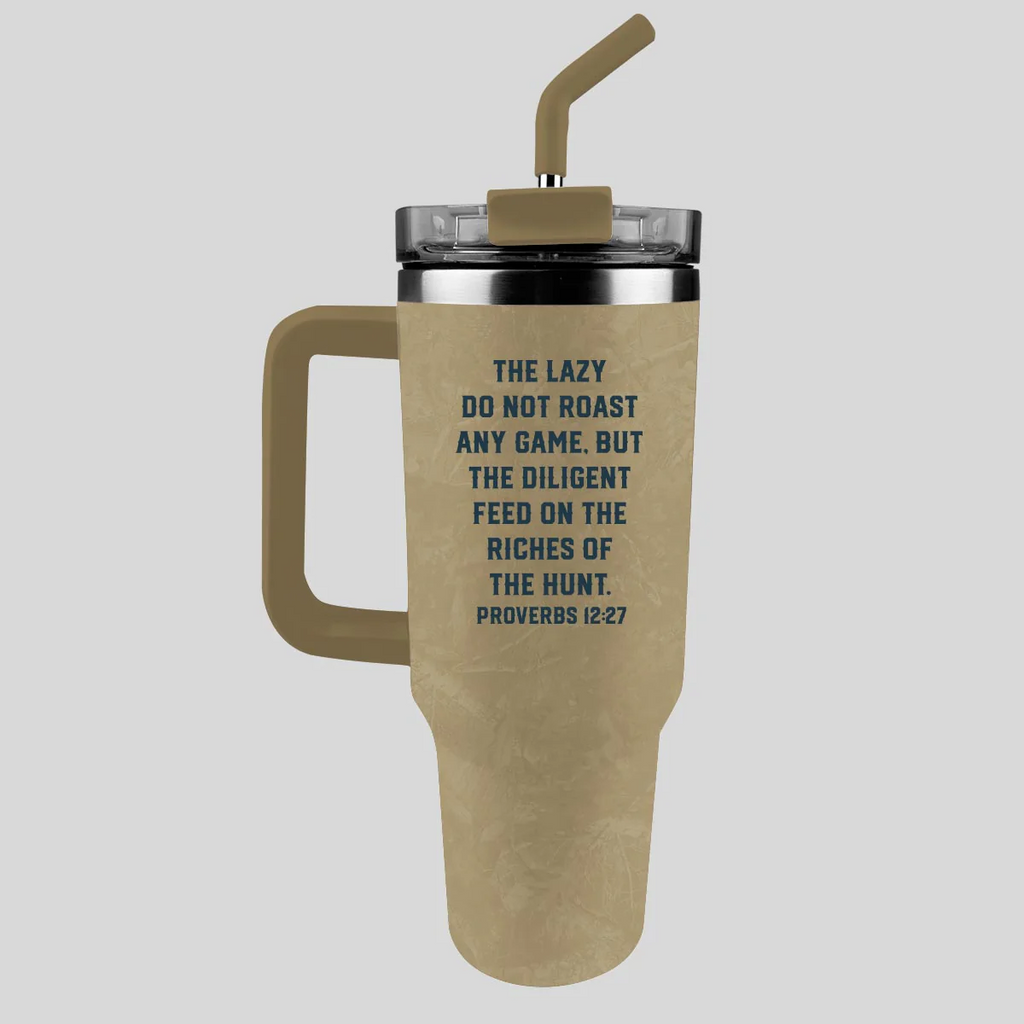 HOLD FAST 40 oz Stainless Steel Mug With Straw Hunting Dog