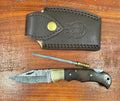 THE RILL SIMPLE TOOLS WOODY DAMASCUS FOLDER with SHEATH 017