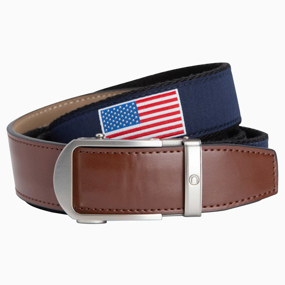 NexBelt Hampton USA Flag Golf Ribbon Ratchet Belt 1.38" [35mm]